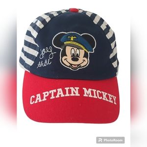 Mickey Mouse Captain Baby Hat Cap Blue Red White Size 12-18 Months